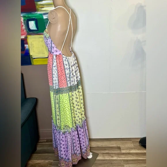 Forever 21 Boho Floral Patchwork Tiered Maxi Dress - Small - Picture 6 of 16